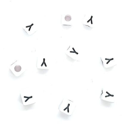 250 x 8mm white cube single & mixed alphabets / letters acrylic beads