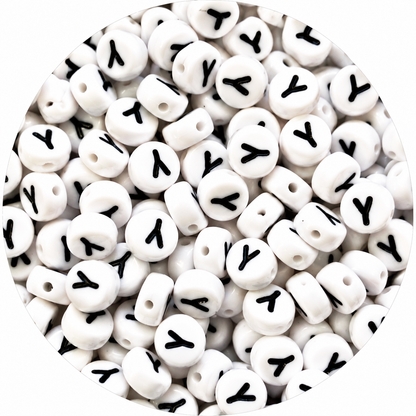 7mm White Round Acrylic Alphabet Beads