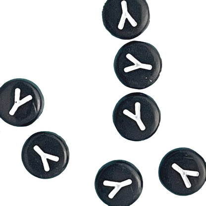 7x4mm Black Flat Round Acrylic Alphabet Beads - Single & Mixed Letters