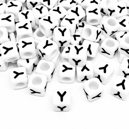 1000pcs 6mm Cube White Alphabet Beads