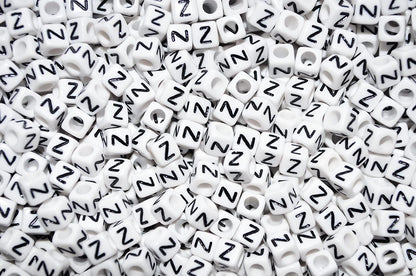 250 x 8mm white cube single & mixed alphabets / letters acrylic beads