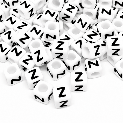 1000pcs 6mm Cube White Alphabet Beads