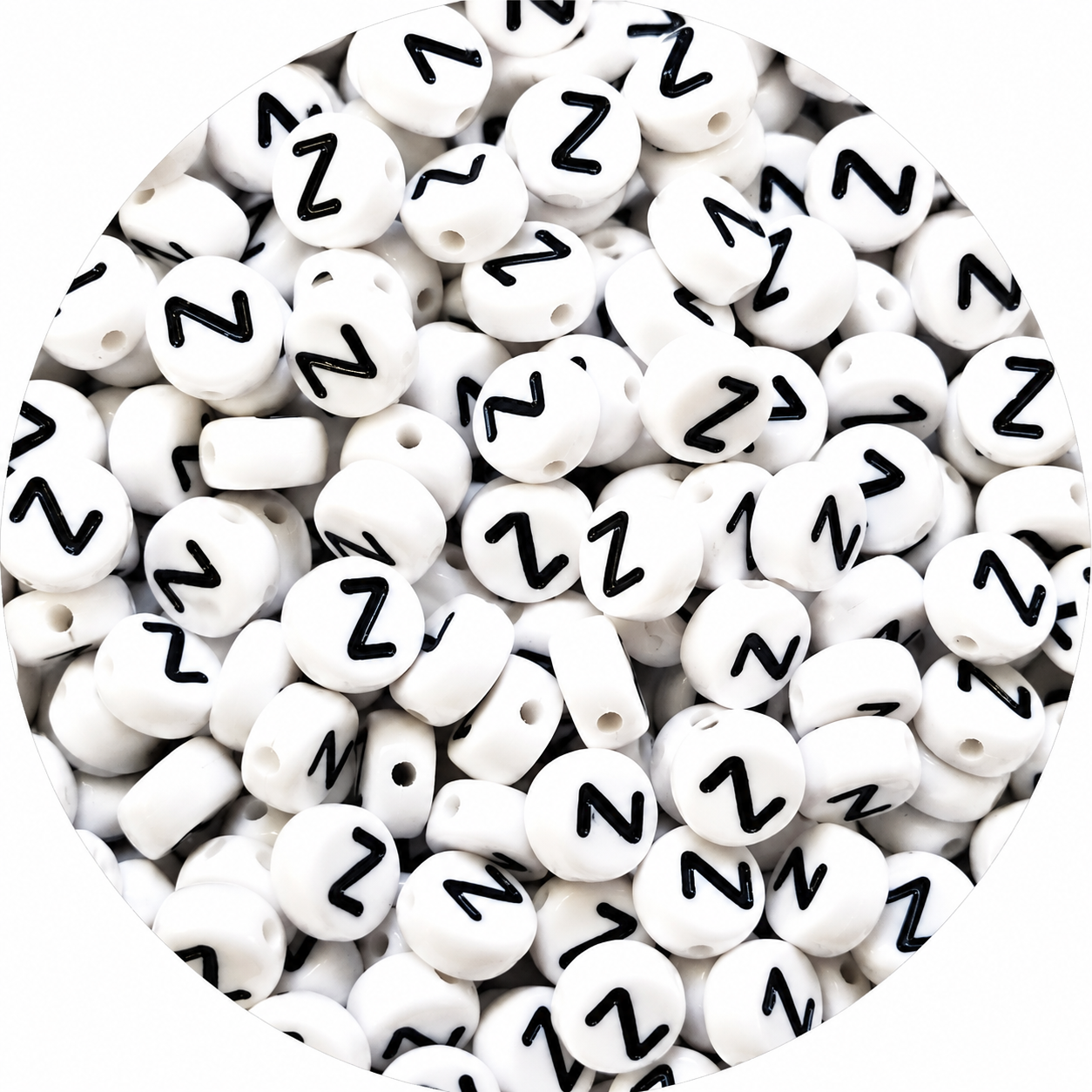 7mm White Round Acrylic Alphabet Beads