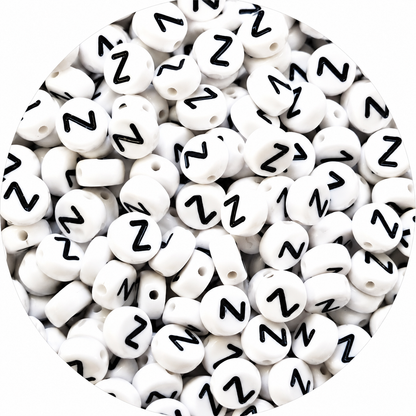 7mm White Round Acrylic Alphabet Beads
