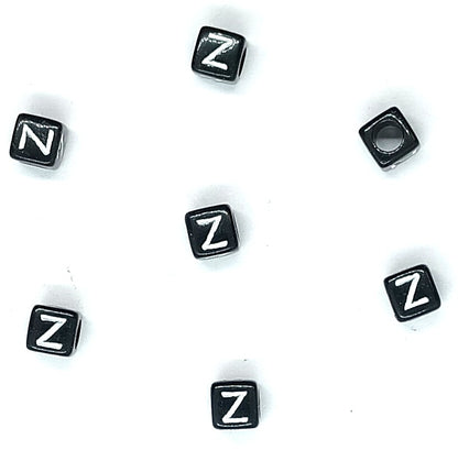6mm Black Cube Acrylic Alphabet Beads - Single & Mixed Letters
