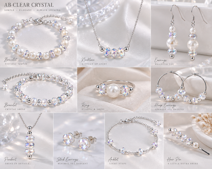 AB Clear Faceted Crystal Rondelle Beads - 6mm, 8mm, 10mm