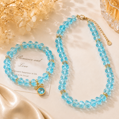 Aqua Blue Faceted Crystal Rondelle Beads - 8mm, 10mm
