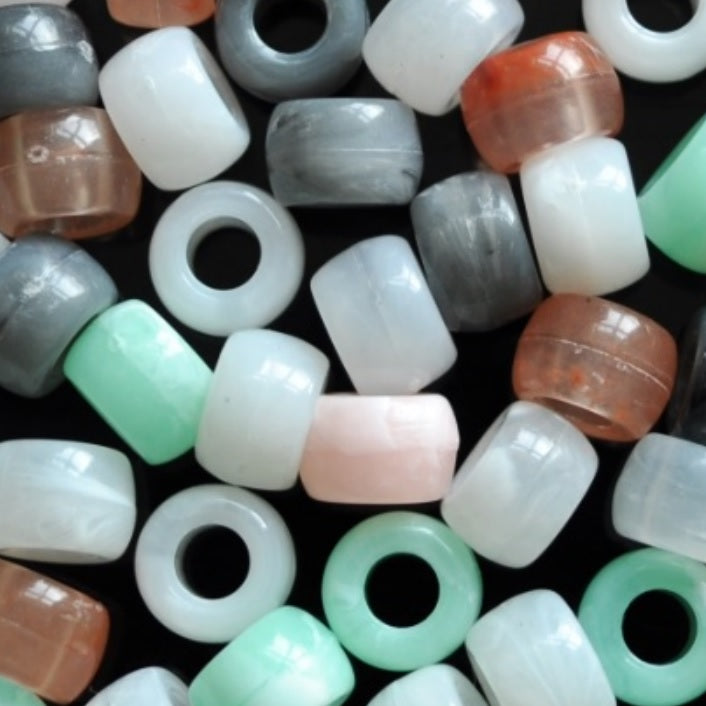 9x6mm Cloudy Stone Pony Beads - Grey