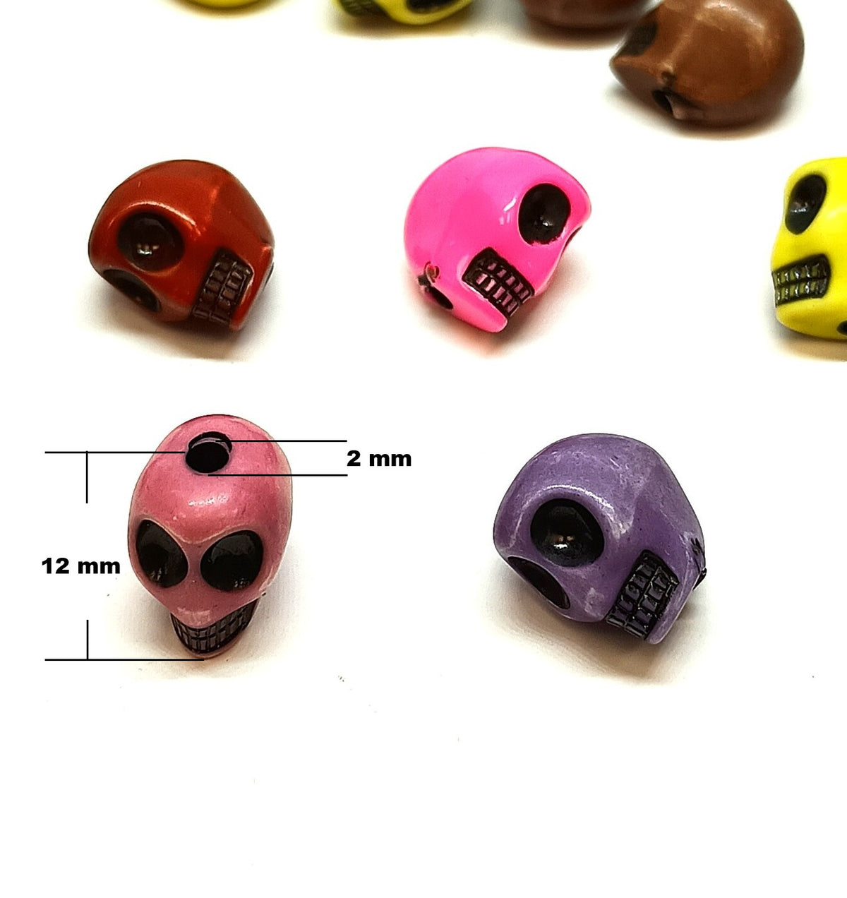 12mm Gothic Acrylic Skull Beads for Halloween DIY Craft