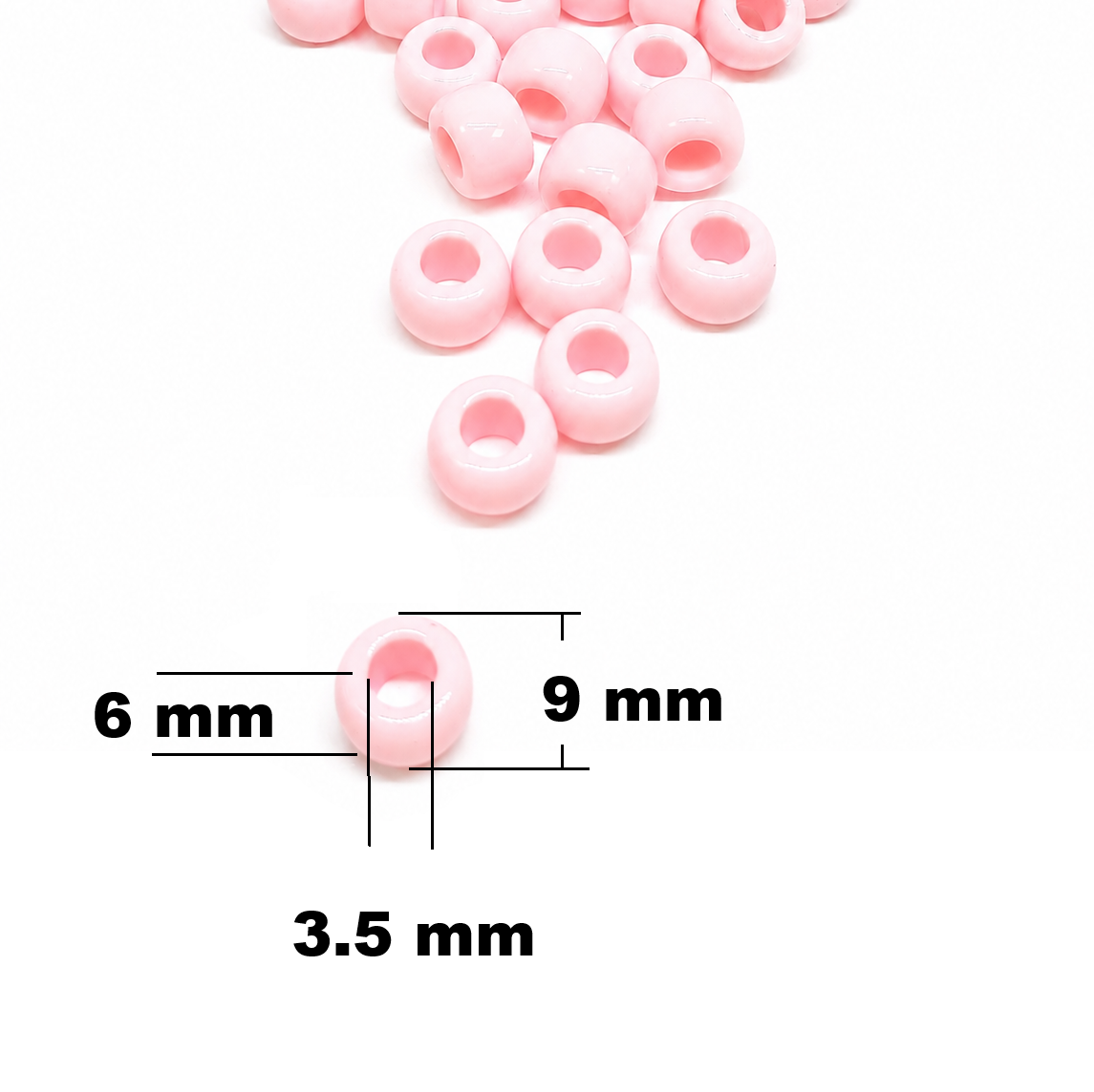 9x6mm Opaque Pony Beads - Baby Pink