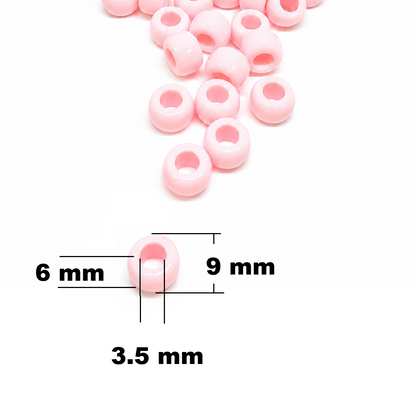 9x6mm Opaque Pony Beads - Baby Pink