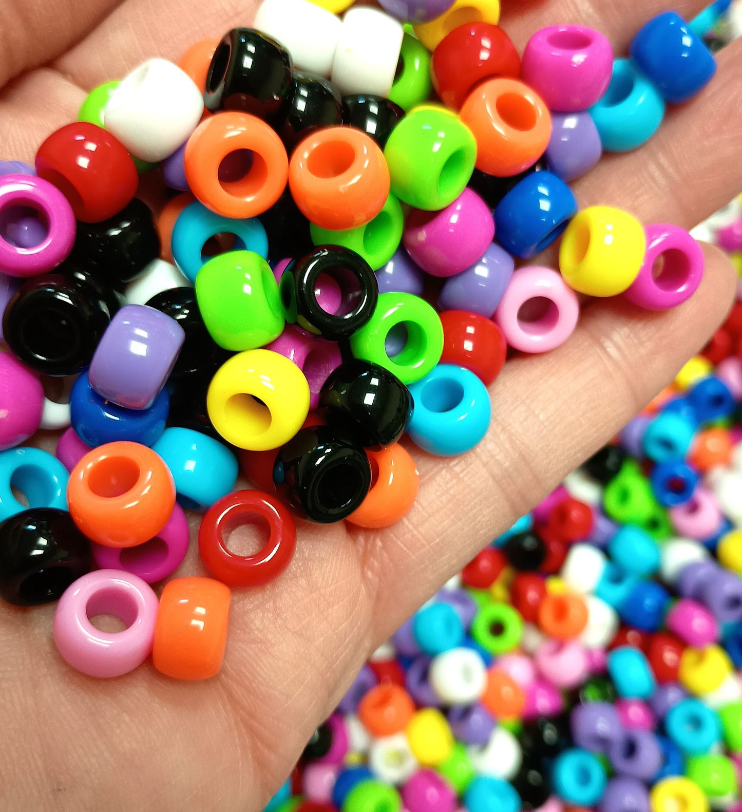 9x6mm opaque Pony Beads - Multicoloured