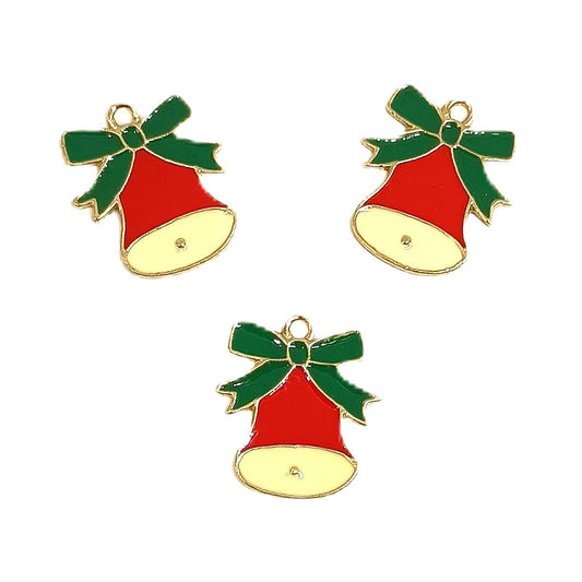 Christmas Metal Enamel Pendant Charms - Bells