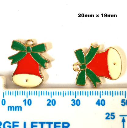 Christmas Metal Enamel Pendant Charms - Bells