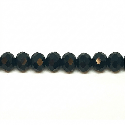 Black Faceted Crystal Rondelle Beads - 6mm, 8mm, 10mm