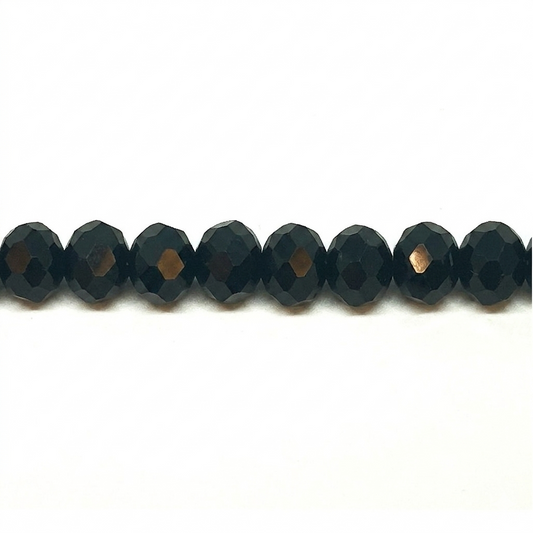 Black Faceted Crystal Rondelle Beads - 6mm, 8mm, 10mm