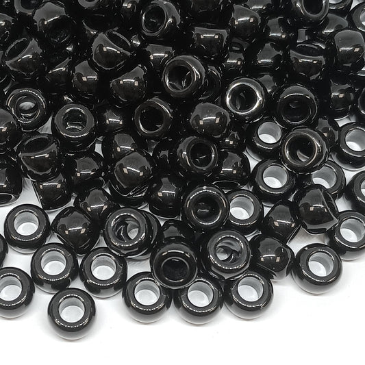 9x6mm opaque Pony Beads - Black