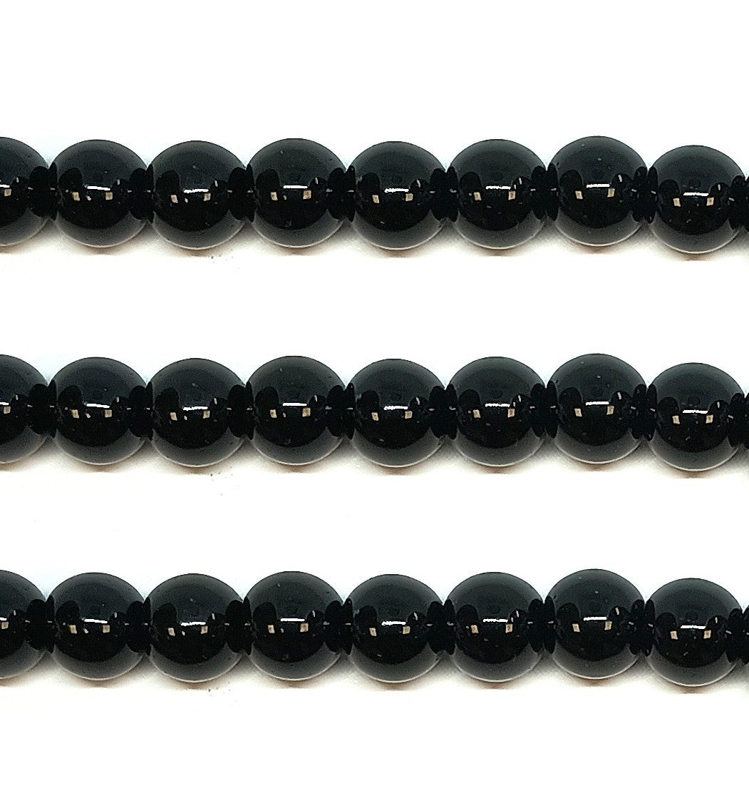Black Round Glass Pearl Beads - 4mm, 6mm, 8mm