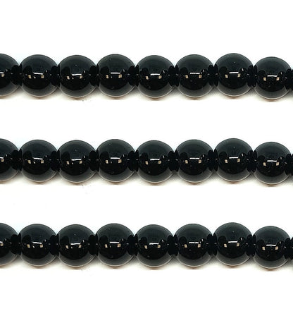 Black Round Glass Pearl Beads - 4mm, 6mm, 8mm