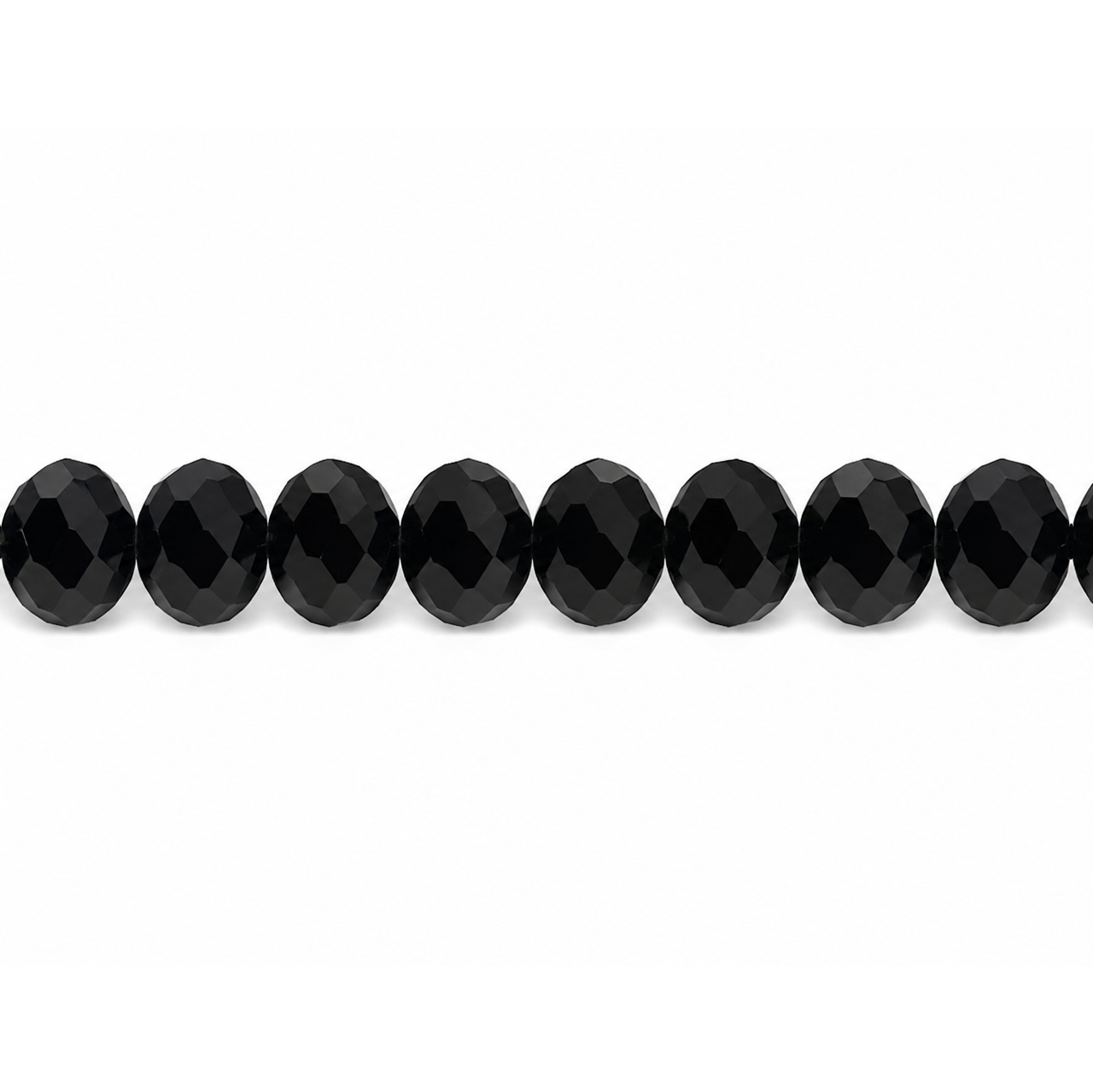 Black Faceted Crystal Rondelle Beads
