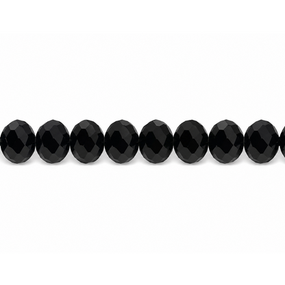 Black Faceted Crystal Rondelle Beads