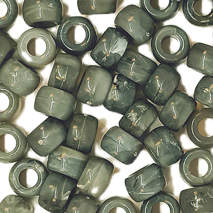9x6mm Cloudy Stone Pony Beads - Grey
