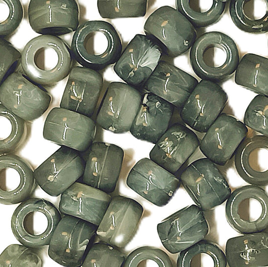 9x6mm Cloudy Stone Pony Beads - Grey