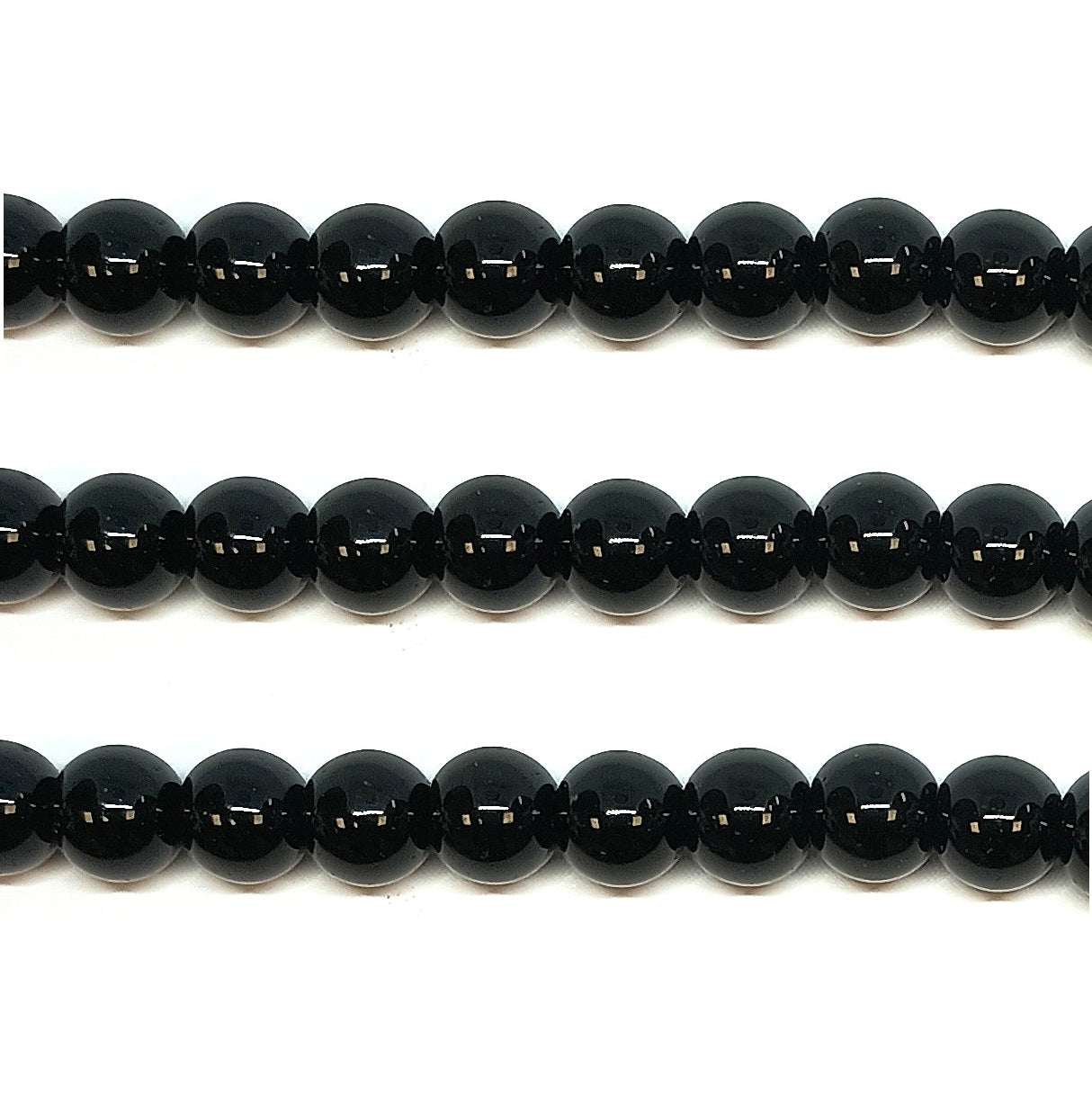 Black Round Glass Pearl Beads - 4mm, 6mm, 8mm