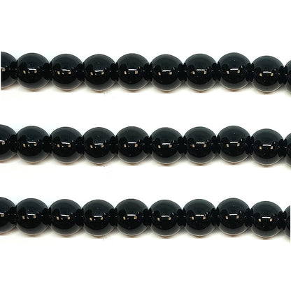 Black Round Glass Pearl Beads - 4mm, 6mm, 8mm