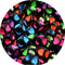7mm Multicolour Heart Print Black Acrylic Cube Beads