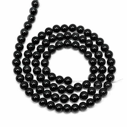 Black Round Glass Pearl Beads - 4mm, 6mm, 8mm