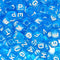 10mm Translucent Cube Acrylic Alphabet Beads - Blue
