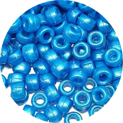 9x6mm Pearlised Pony Beads - Blue