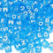 6mm Translucent Cube Acrylic Alphabet Beads - Blue