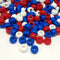 9x6mm Opaque Pony Beads - Blue Red and White