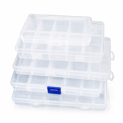 15-Compartment Plastic Storage Box Organizer