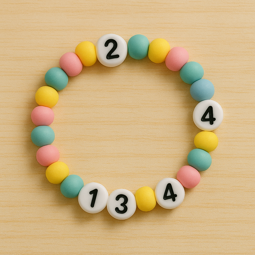 7mm White Round Numbers Beads