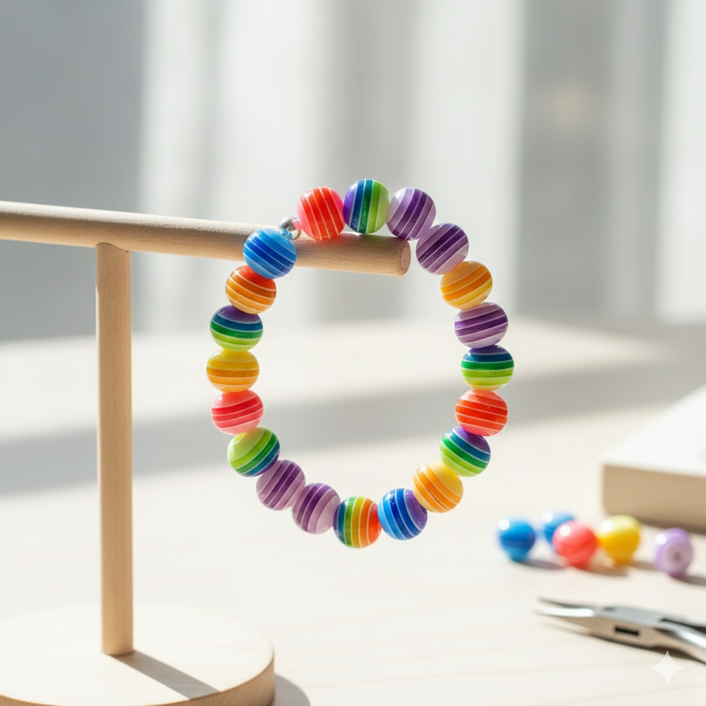 8mm Translucent Striped Round Resin Beads
