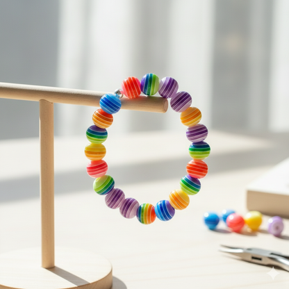 8mm Translucent Striped Round Resin Beads