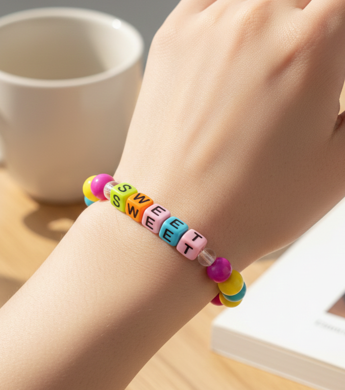 6mm Cube Acrylic Alphabet Beads - Solid Multicoloured