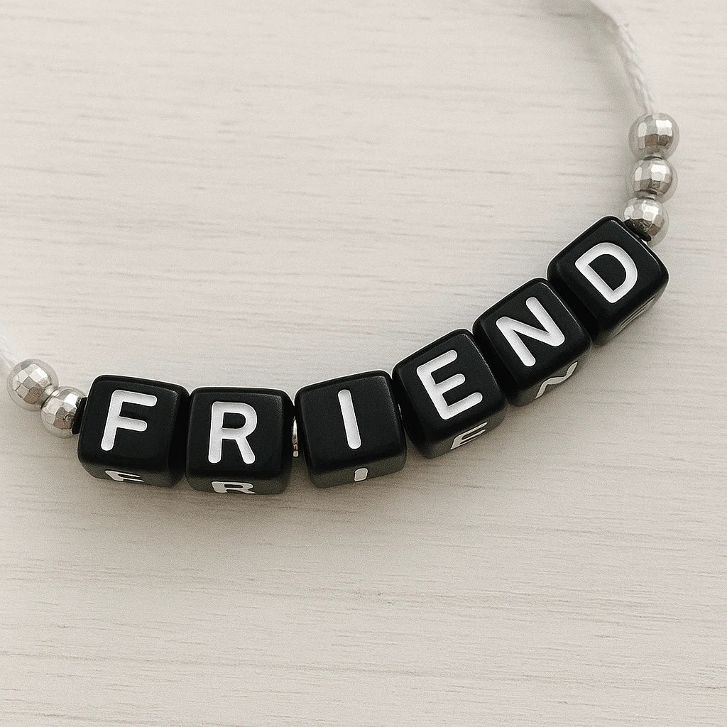 7mm Black Cube Acrylic Alphabet Beads - Mixed Letters