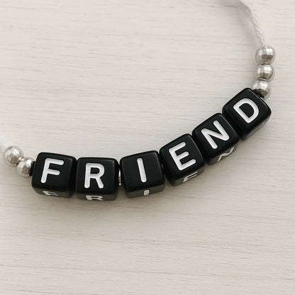 7mm Black Cube Acrylic Alphabet Beads - Mixed Letters