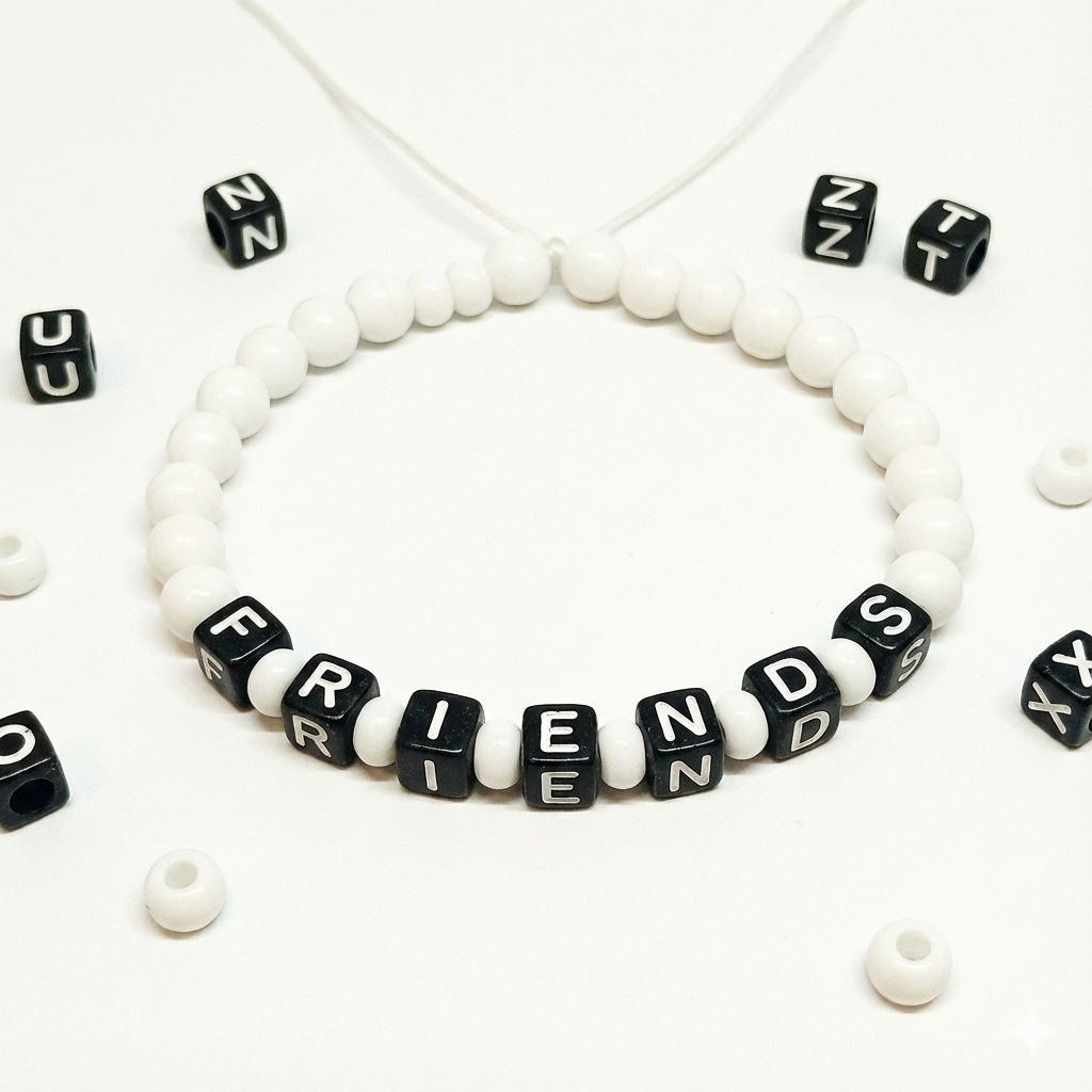 6mm Black Cube Acrylic Alphabet Beads - Single & Mixed Letters