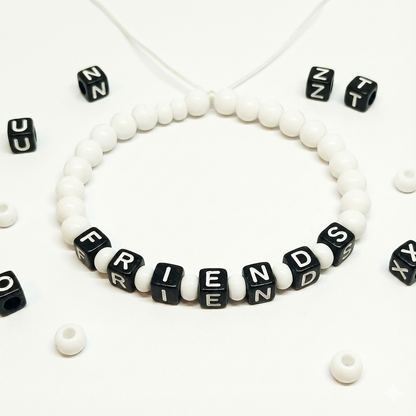 6mm Black Cube Acrylic Alphabet Beads - Single & Mixed Letters