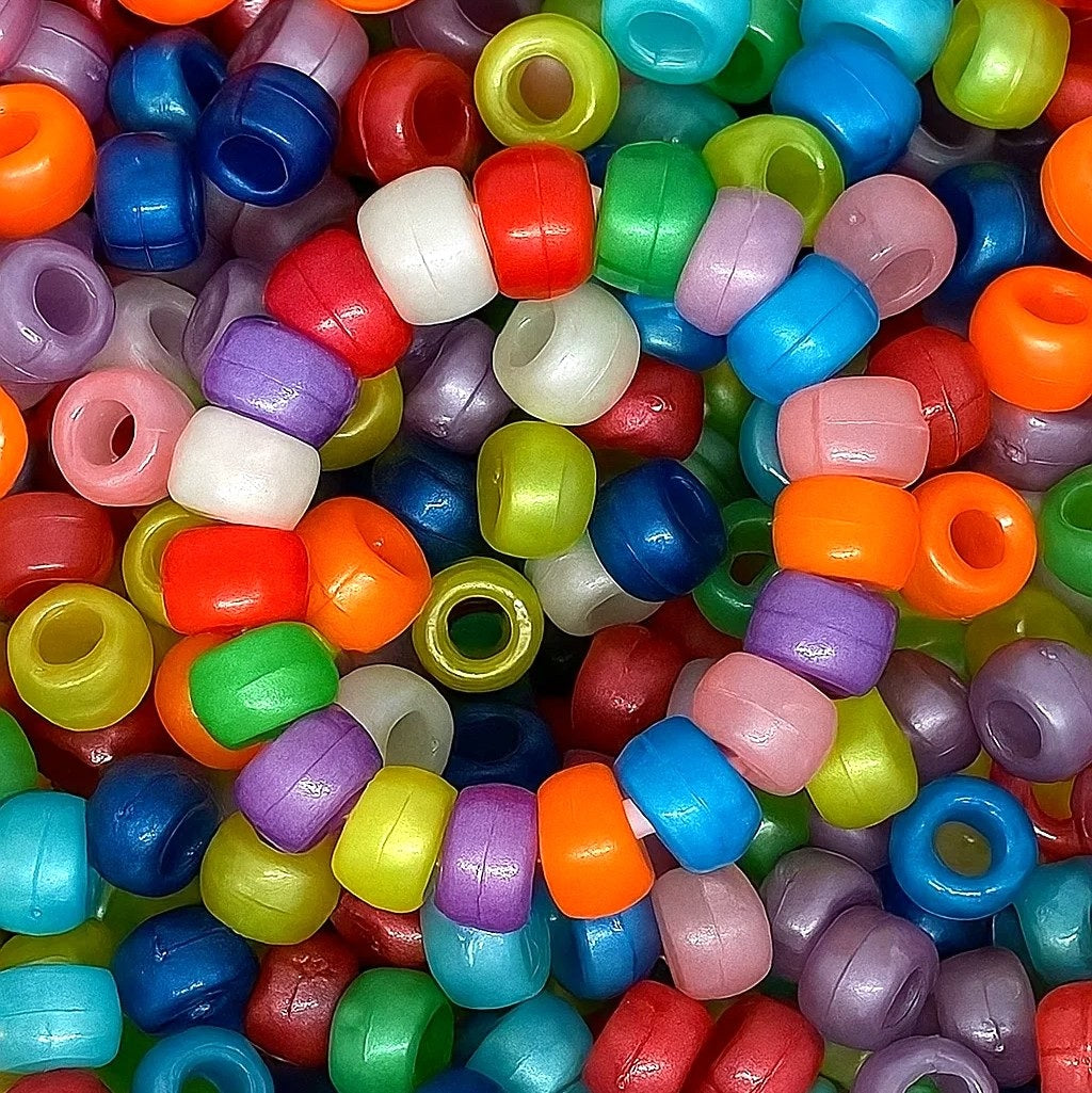 9x6mm Pearlised Pony Beads - Mixed Colour