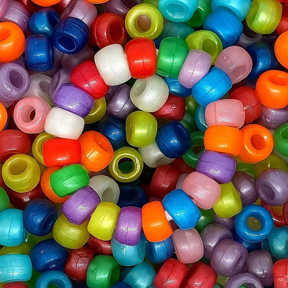 9x6mm Pearlised Pony Beads - Mixed Colour