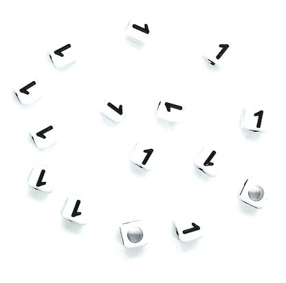 6mm White Cube Numbers Beads