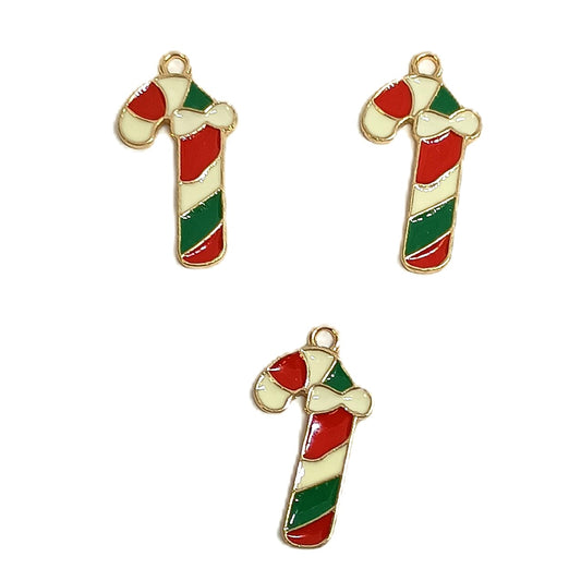 Christmas Metal Enamel Pendant Charms - Candy