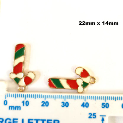 Christmas Metal Enamel Pendant Charms - Candy