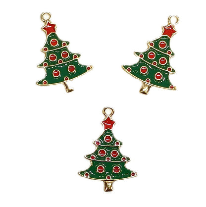 Christmas Metal Enamel Pendant Charms - Christmas Tree